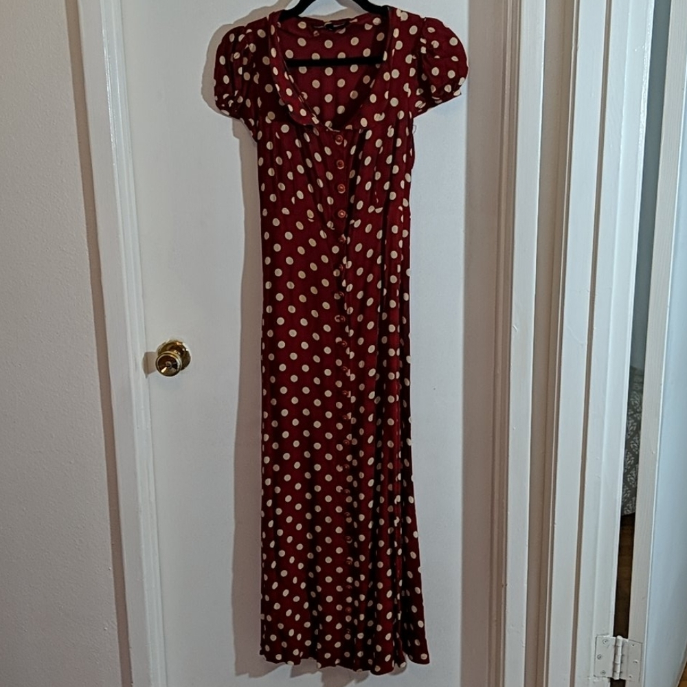 Betsey Johnson Red Polka Dot Midi Tea Dress